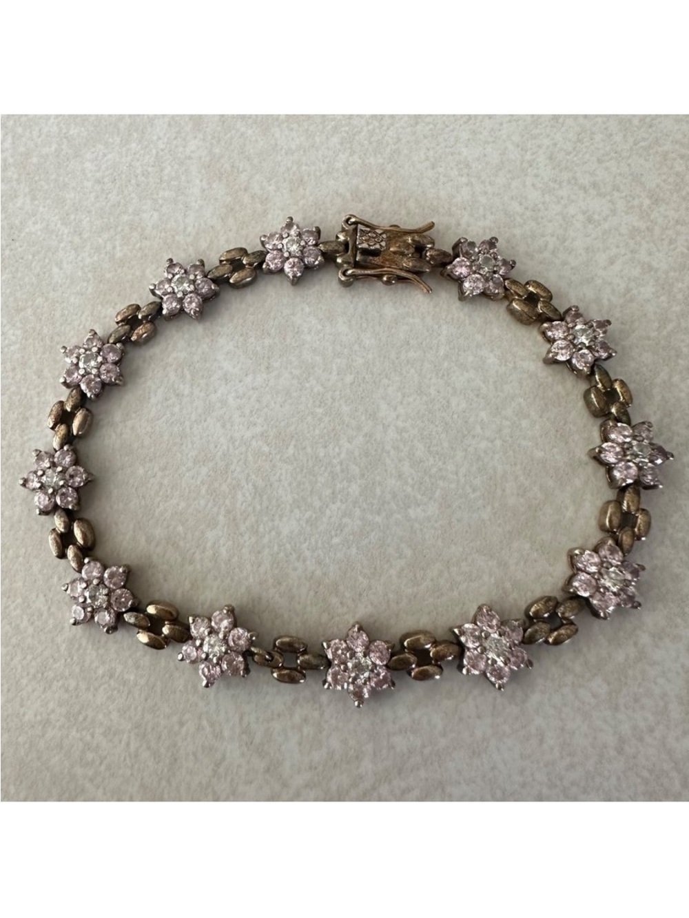 Pink Crystal Floral Link Bracelet - Women Jewelry Bracelets
